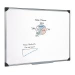 5 Star Office Whiteboard Drywipe Magnetic with Pen Tray and Aluminium Trim W1800xH1200mm 909315