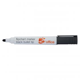 5 Star Office Flipchart Marker Bullet Tip Water-based 2mm Line Black Pack of 12 909884