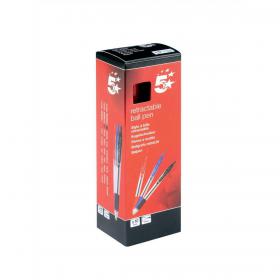 5 Star Office Retractable Grip Ball Pen Medium 1.0mm Tip 0.4mm Line Red Pack of 10 909981
