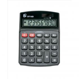 5 Star Office Desktop Calculator 10 Digit Display 3 Key Memory Battery/Solar Power 94x32x124mm Black 910334