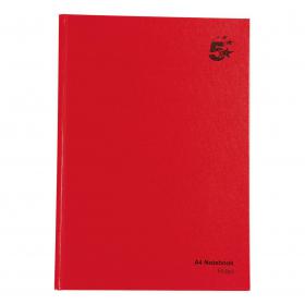 5 Star Office Manuscript Notebook Casebound 70gsm Ruled 192pp A4 Red Pack 5 912874