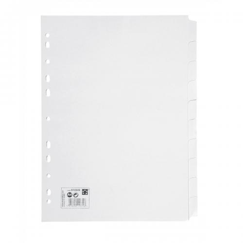 Cheap Stationery Supply of 5 Star Office Subject Dividers 10-Part Recycled Card Multipunched 155gsm A4 White 913349 Office Statationery