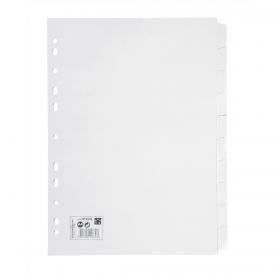 5 Star Office Subject Dividers 10-Part Recycled Card Multipunched 155gsm A4 White 913349