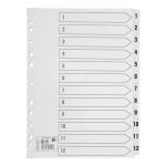 5 Star Office Index 1-12 Multipunched Mylar-reinforced Strip Tabs 150gsm A4 White 913373