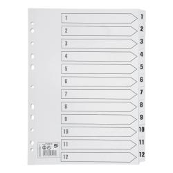 Cheap Stationery Supply of 5 Star Office Index 1-12 Multipunched Mylar-reinforced Strip Tabs 150gsm A4 White Office Statationery