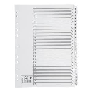 Office Index 1-25 Multipunched Mylar-reinforced Strip Tabs 160gsm A4