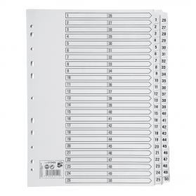 5 Star Office Index 1-50 Multipunched Mylar-reinforced Strip Tabs 160gsm A4 White 913403