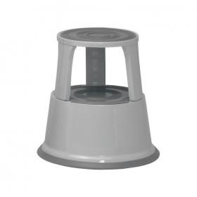 5 Star Facilities Step Stool Mobile Spring-loaded Castors Max 150kg Top D290xH430xBase D435mm 5kg Grey 913748