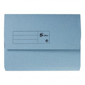 5 Star Office Document Wallet Half Flap 285gsm Recycled Capacity 32mm A4 Blue Pack of 50 913853