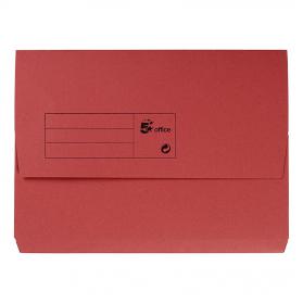 5 Star Office Document Wallet Half Flap 285gsm Recycled Capacity 32mm A4 Red [Pack 50] 913861