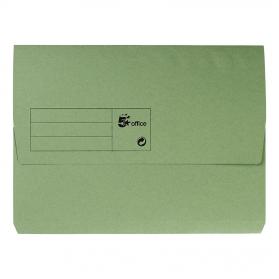 5 Star Office Document Wallet Half Flap 285gsm Recycled Capacity 32mm A4 Green Pack of 50 913888