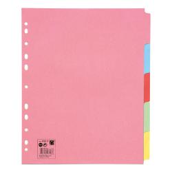 Cheap Stationery Supply of 5 Star Office Subject Dividers 5-Part Recycled Card Multipunched 155gsm Extra Wide A4+ Assorted 918117 Office Statationery