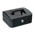 5 Star Facilities Cash Box with 5-compartment Tray Steel Spring Lock 8 Inch W200xD160xH70mm Black 918885