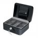 5 Star Facilities Cash Box with 5-compartment Tray Steel Spring Lock 8 Inch W200xD160xH70mm Black