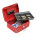 5 Star Facilities Cash Box with 5-compartment Tray Steel Spring Lock 8 Inch W200xD160xH70mm Red