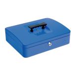 5 Star Facilities Cash Box with 5-compartment Tray Steel Spring Lock 12 Inch W300xD240xH70mm Blue 918923