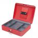 5 Star Facilities Cash Box with 5-compartment Tray Steel Spring Lock 12 Inch W300xD240xH70mm Red