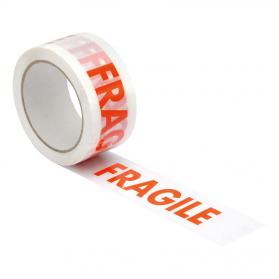 5 Star Office Printed Tape Fragile Polypropylene 48mmx66m Red Text on White Pack of 6
