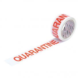5 Star Office Printed Tape Quarantine Polypropylene 48mmx66m Red Text on White [Pack 6] 922412