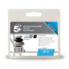 5 Star Office Remanufactured Inkjet Cartridge Page Life 280pp 10ml Black HP No.27 C8727A Alternative 923337