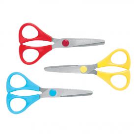 5 Star Office School Scissors with Plastic Handles and Stainless Steel Blades 130mm Assorted Pack of 30 924037