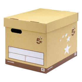 5 Star Elite FSC Superstrong Archive Storage Box & Lid Self-assembly W313xD415xH326mm Sand Pack of 10 924669
