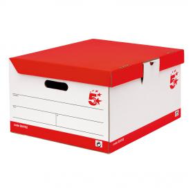 5 Star Office FSC Storage Trunk Hinged Lid Self-assembly W387xD448xH254mm Red & White Pack of 10 924782