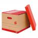 5 Star Office FSC Storage Box with Lid Self-assembly Kraft W321xD392xH291mm Red & Brown [Pack 10]
