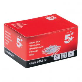 5 Star Paperclips Small Plain 22mmBx1000