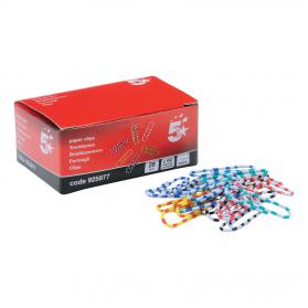 5 Star Office Paperclips Length 28mm Zebra Assorted Colours Pack of 150 925877