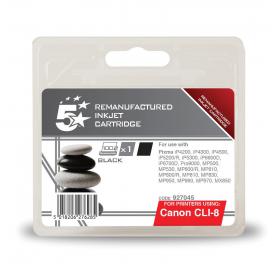 5 Star Office Remanufactured Inkjet Cartridge Page Life 1145pp 13ml Black Canon CLI-8BK Alternative 927045