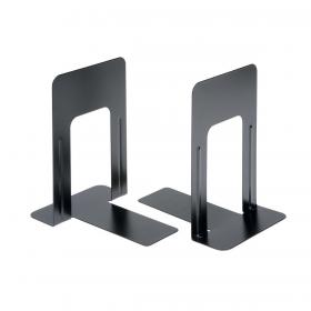 5 Star Office Bookends 224mm Metal Heavy Duty 9 Inch Black [Pack 2] 930094