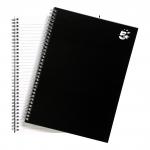 5 Star Office Notebook Wirebound 80gsm Ruled 140pp A4 Black [Pack 5] 930264