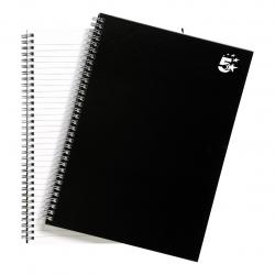 Cheap Stationery Supply of 5 Star Office Notebook Wirebound 80gsm Ruled 140pp A4 Black Pack of 5 930264 Office Statationery