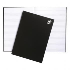 5 Star Office FSC Notebook Casebound 75gsm Ruled 160pp A4 Black [Pack 5] 930280