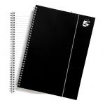 5 Star Office Notebook Wirebound Polypropylene 80gsm Ruled 160pp A4 Black [Pack 6] 930300