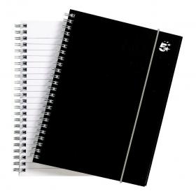 5 Star Office Notebook Wirebound Polypropylene 80gsm Ruled 160pp A5 Black Pack of 6 930302