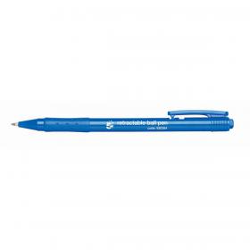5 Star Office Retractable Ball Pen Medium 1.0mm Tip 0.7mm Line Blue Pack of 20 930384