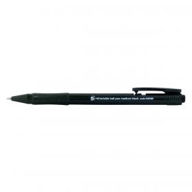 5 Star Office Retractable Ball Pen Medium 1.0mm Tip 0.7mm Line Black Pack of 20 930388