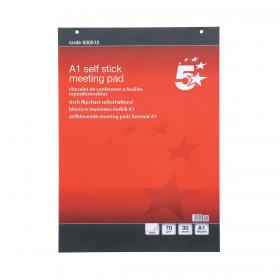5 Star Office Flipchart Pad Self-adhesive 30 Sheets A1 [Pack 2] 930512