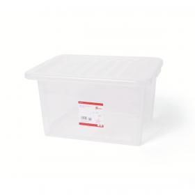 5 Star Office Storage Box Plastic with Lid Stackable 32 Litre Clear 930671