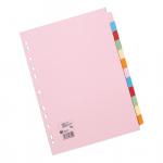 5 Star Office Subject Dividers 12-Part Recycled Card Multipunched 155gsm A4 Assorted [Pack 10] 932203