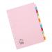 5 Star Office Subject Dividers 12-Part Recycled Card Multipunched 155gsm A4 Assorted [Pack 10]