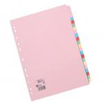 5 Star Office Subject Dividers 20-Part Recycled Card Multipunched 155gsm A4 Assorted [Pack 10] 932211