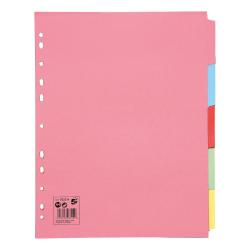 Cheap Stationery Supply of 5 Star Office Subject Dividers 5-Part Recycled Card Multipunched Extra Wide 155gsm A4 Assorted Pack of 10 932214 Office Statationery