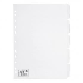 5 Star Office Subject Dividers 5-Part Recycled Card Multipunched 155gsm A4 White Pack of 10 932229