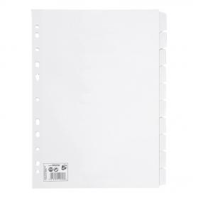 5 Star Office Subject Dividers 10-Part Recycled Card Multipunched 155gsm A4 White Pack of 10