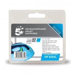 Cheap Stationery Supply of 5 Star Office Remanufactured Inkjet Cart HY Page Life 700pp 6ml Cyan HP No.920XL CD972AE Alternative 933591 Office Statationery