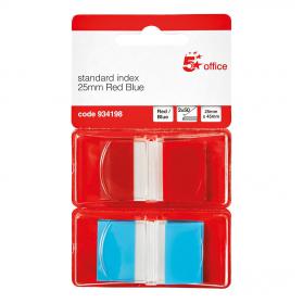 5 Star Office Index Flags 50 per Pack 25mm Red and Blue Pack of 2 934198
