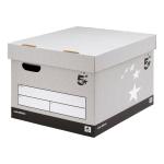 5 Star Facilities FSC Storage Box With Lid Self-Assembly Extra Large W388xD436xH290mm Grey [Pack 10] 934215